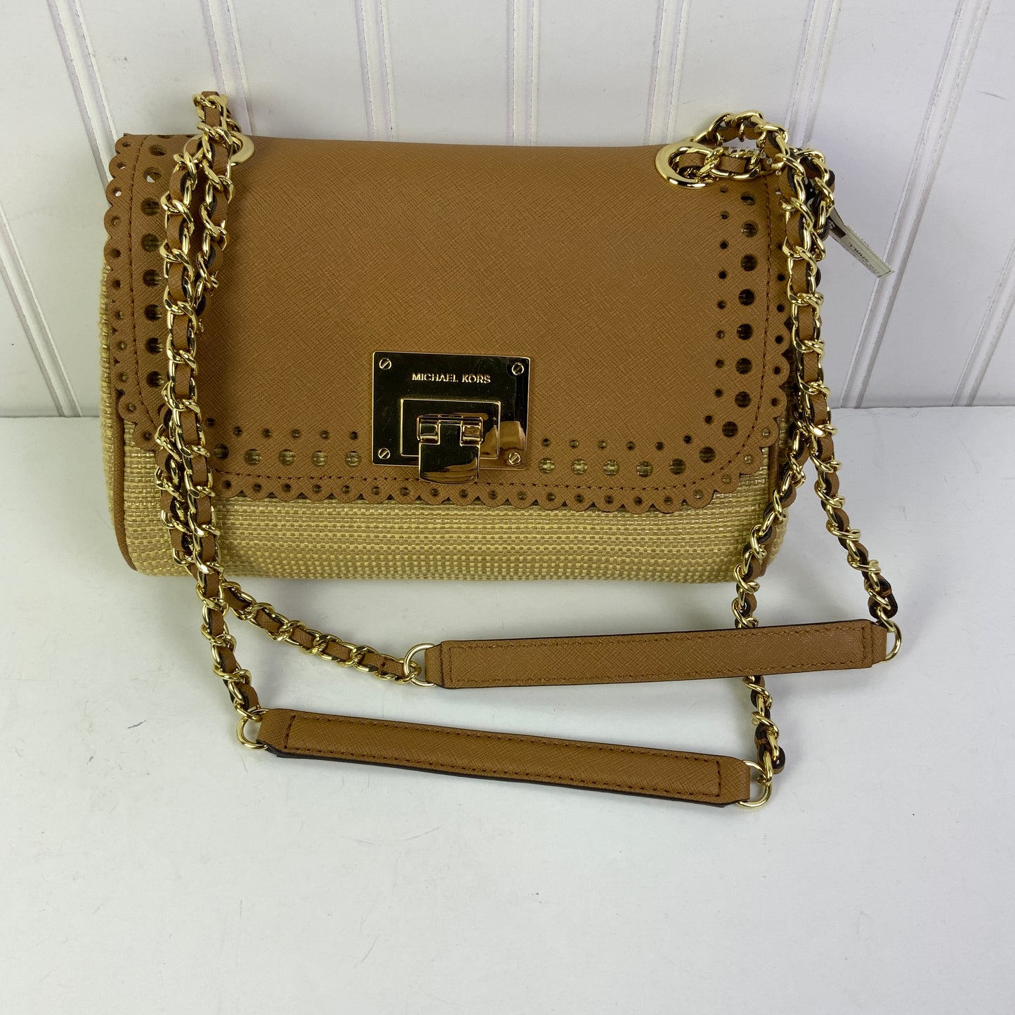 Crossbody Designer By Michael Kors In Brown & Tan, Size:Small