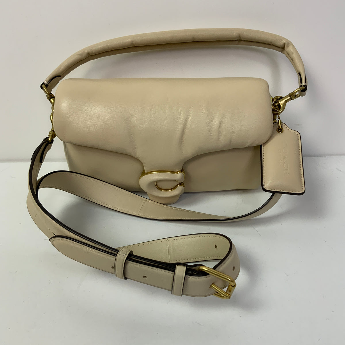 Handbag Designer By Coach In Cream, Size:Medium