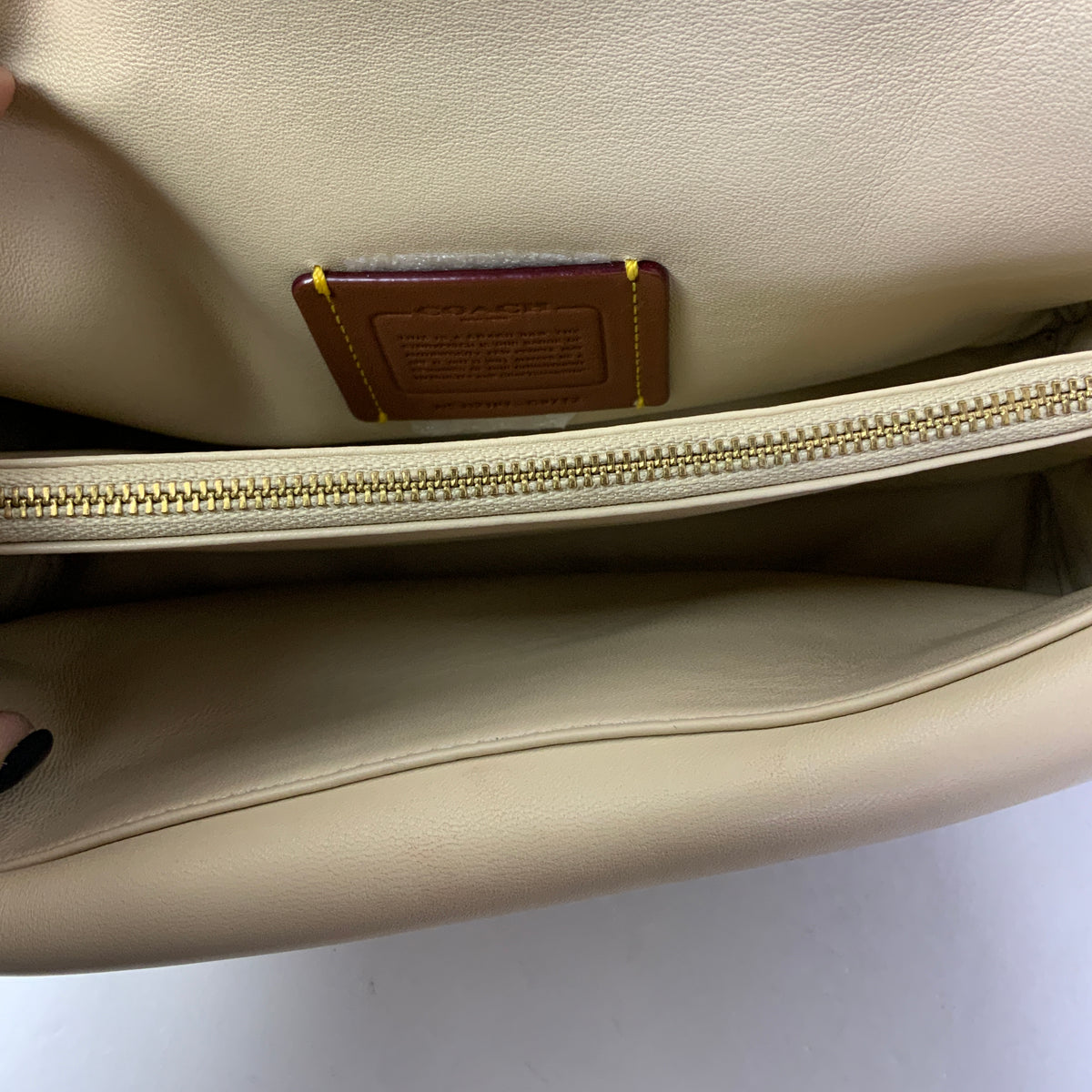 Handbag Designer By Coach In Cream, Size:Medium