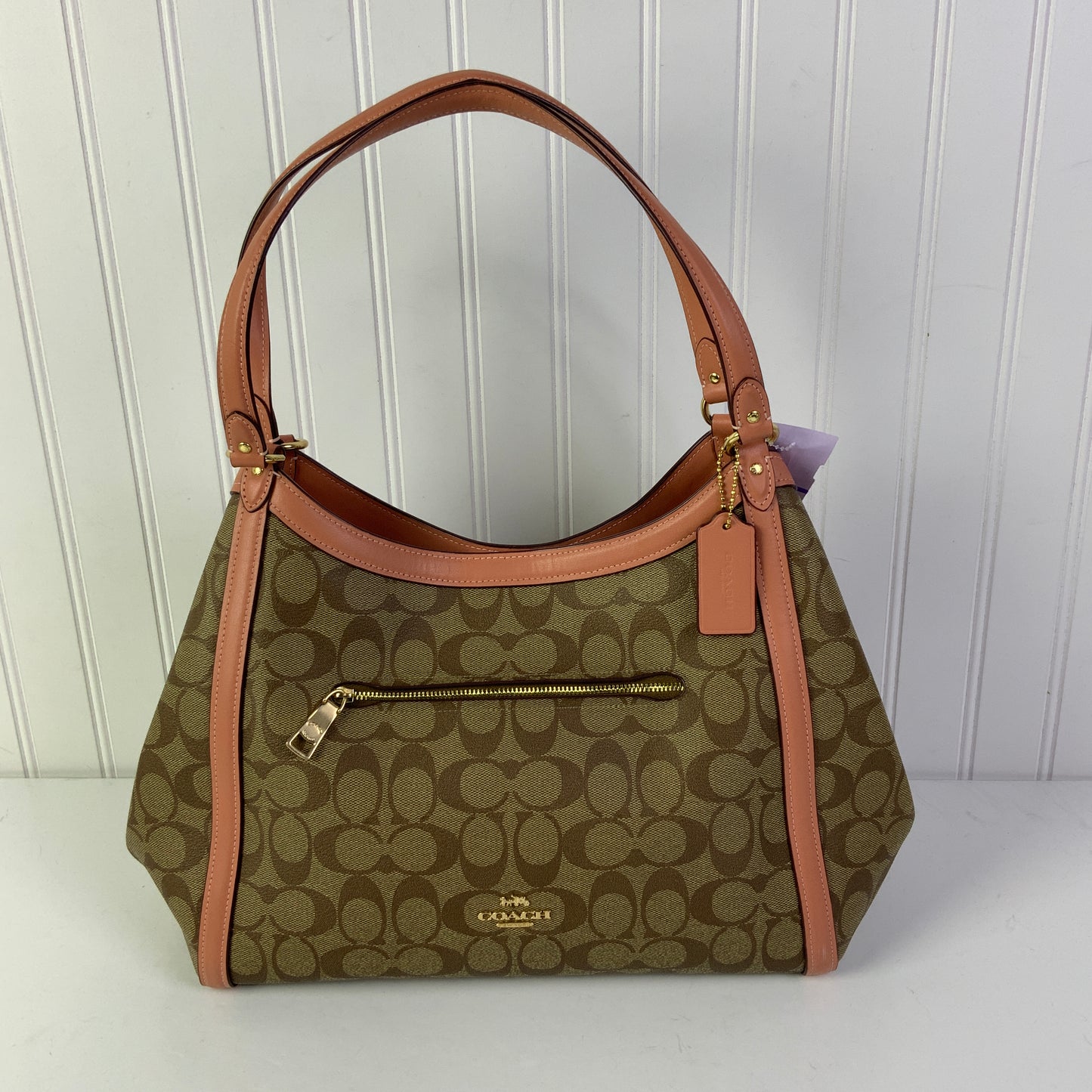 Handbag Designer By Coach In Brown & Pink, Size:Medium