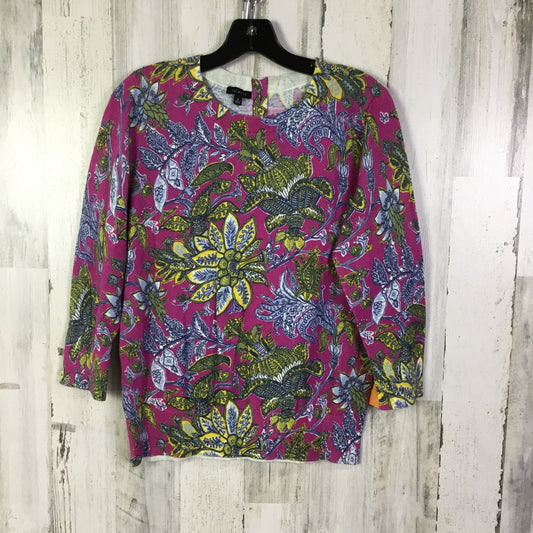 Top 3/4 Sleeve By Talbots In Pink & Yellow, Size:M