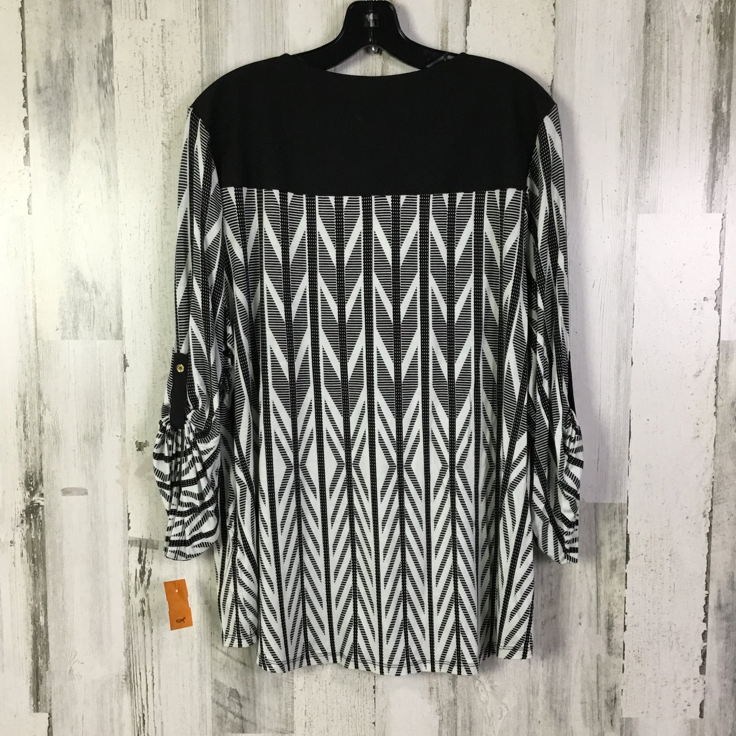 Top 3/4 Sleeve By Calvin Klein In Black & White, Size:1X