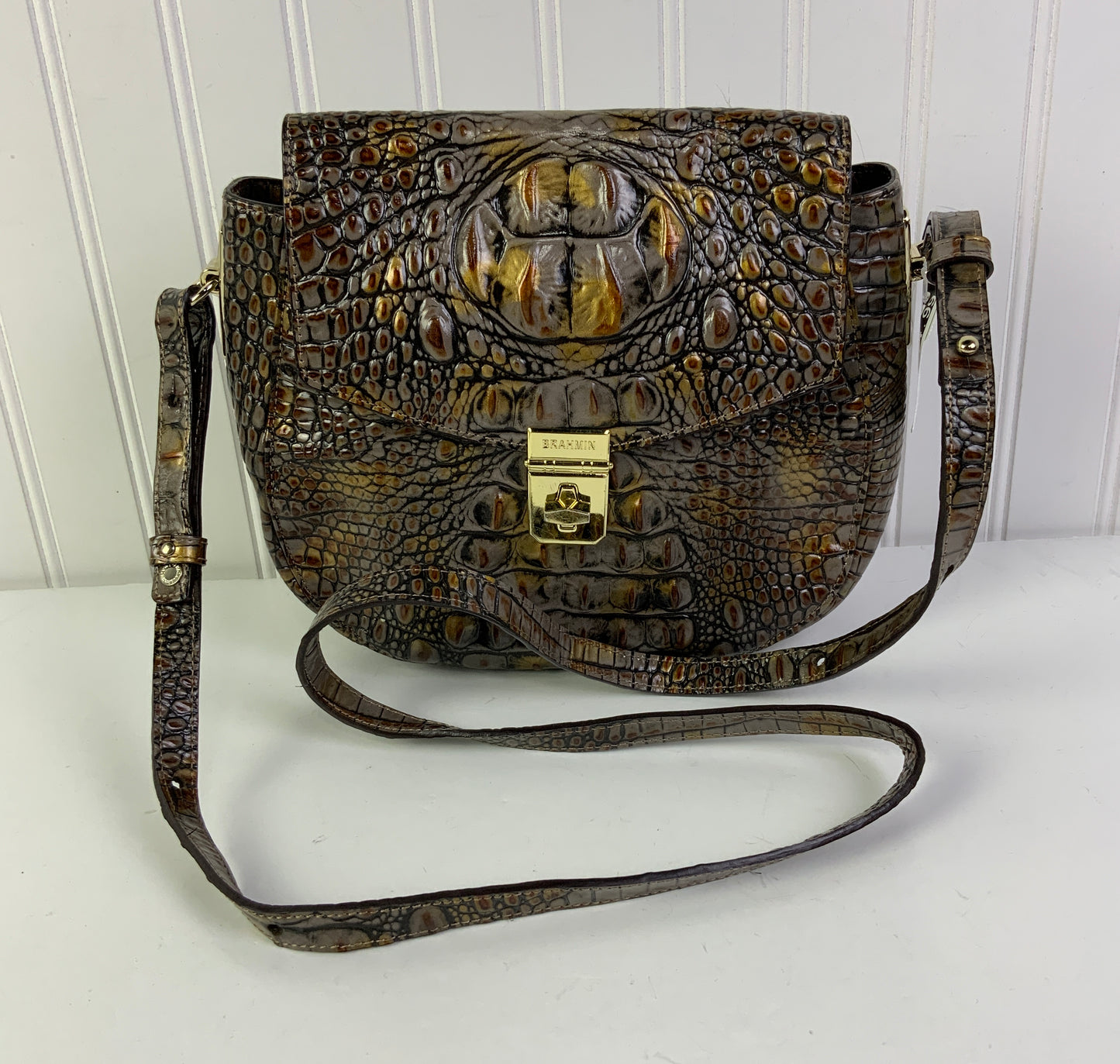 Crossbody Designer By Brahmin In Brown, Size:Medium