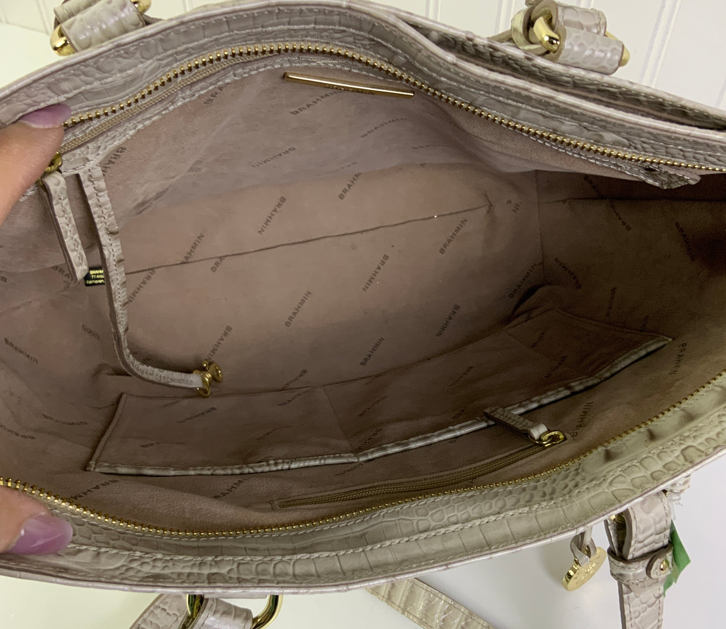 Handbag Designer By Brahmin In Grey, Size:Medium