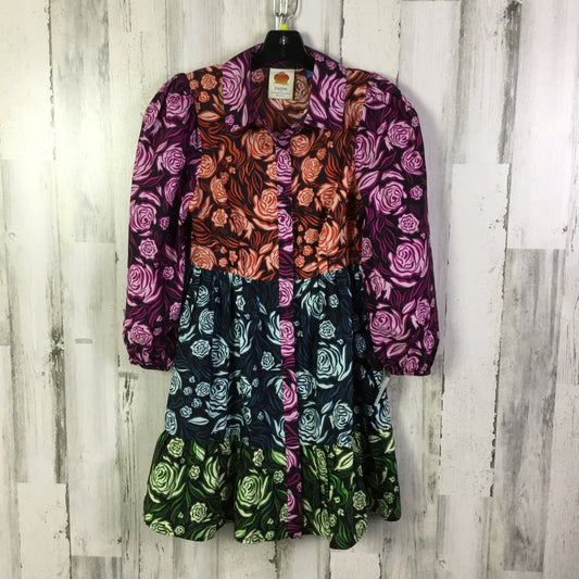 Dress Casual Short By Farm Rio In Black & Purple, Size:S