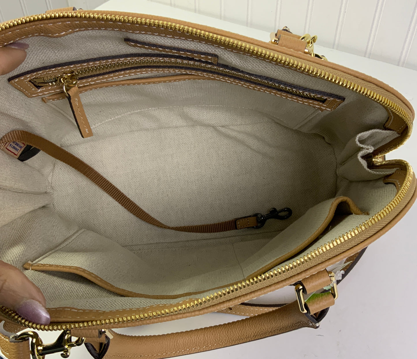Handbag Designer By Dooney And Bourke In Tan, Size:Medium