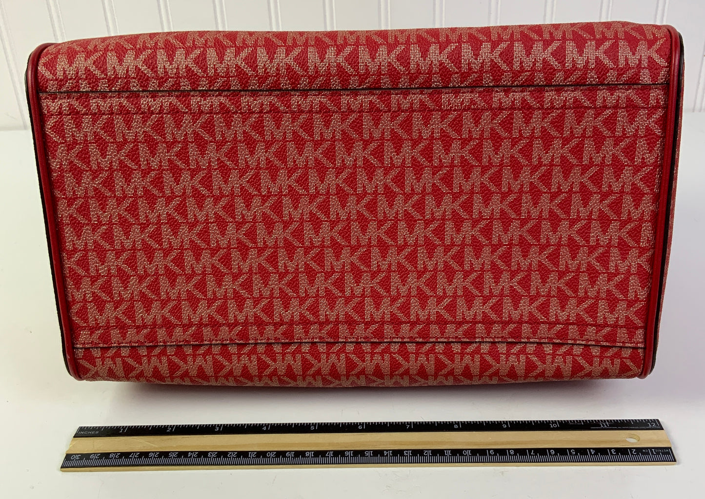 Handbag Designer By Michael Kors In Gold & Red, Size:Medium