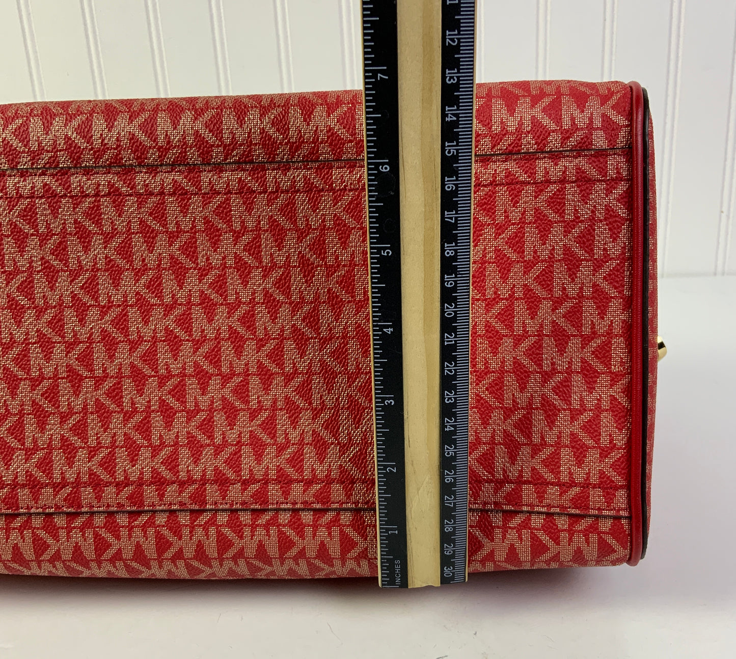 Handbag Designer By Michael Kors In Gold & Red, Size:Medium