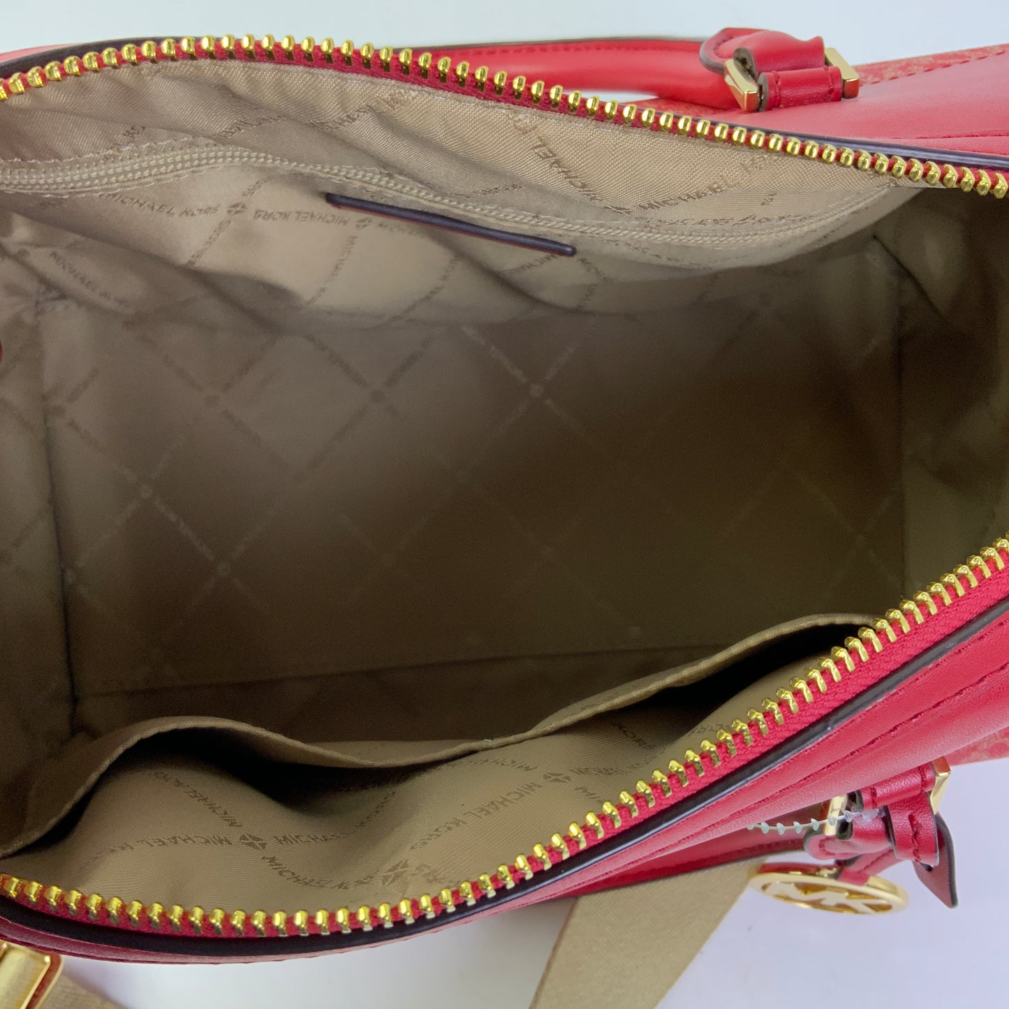 Handbag Designer By Michael Kors In Gold & Red, Size:Medium