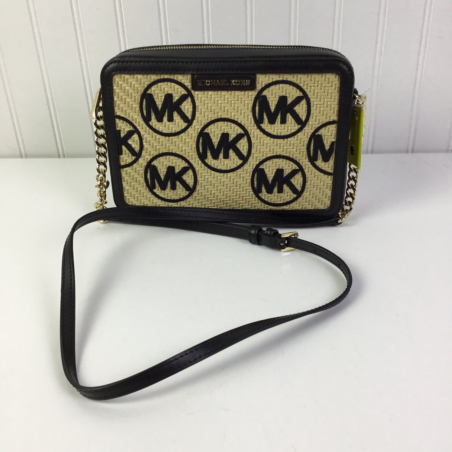 Crossbody Designer By Michael Kors In Black & Tan, Size:Medium