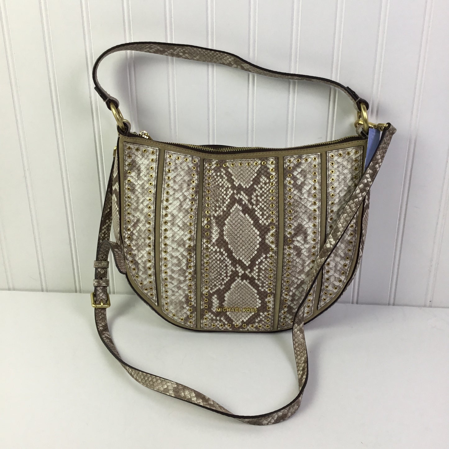 Handbag Designer By Michael Kors In Snakeskin Print, Size:Small